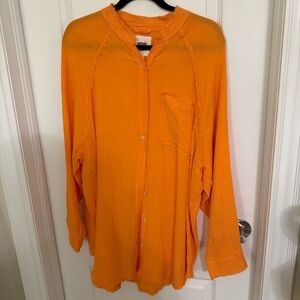 Aerie Vibrant Orange Frayed Hem Top